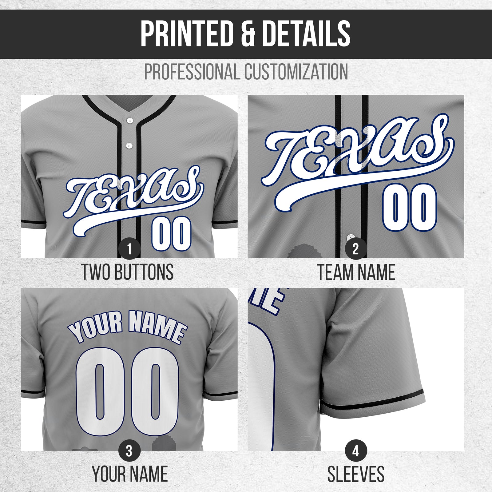 Custom City Lights Grey Baseball Sports Jersey Personalized Uniform with Name & Number