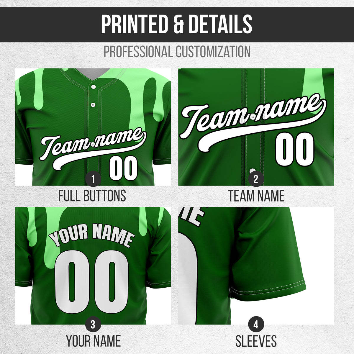 Custom Ink Dripline Green Sports Jersey Personalized Uniform with Name & Number
