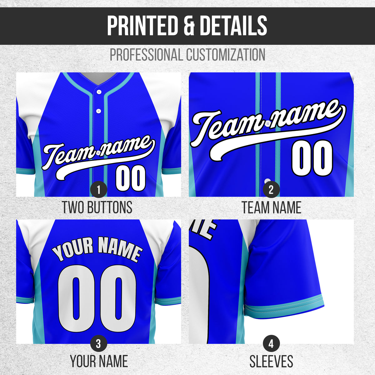 Custom Timeless Stripes Baseball Blue Sports Jersey Personalized Uniform with Name & Number