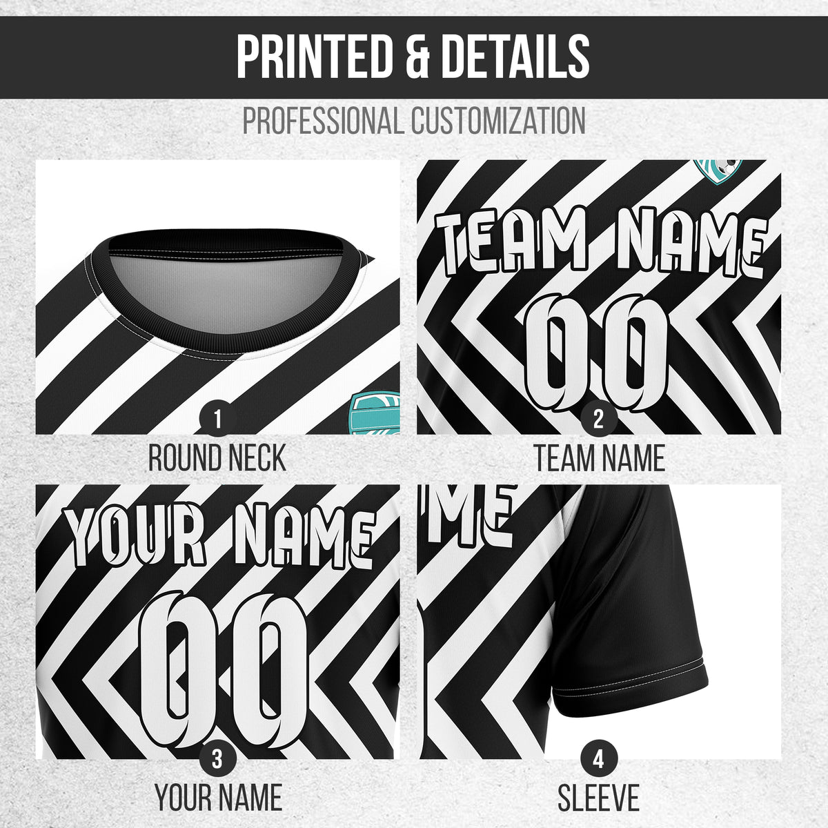 Custom SwiftStripe Black Soccer sport Tops Jersey