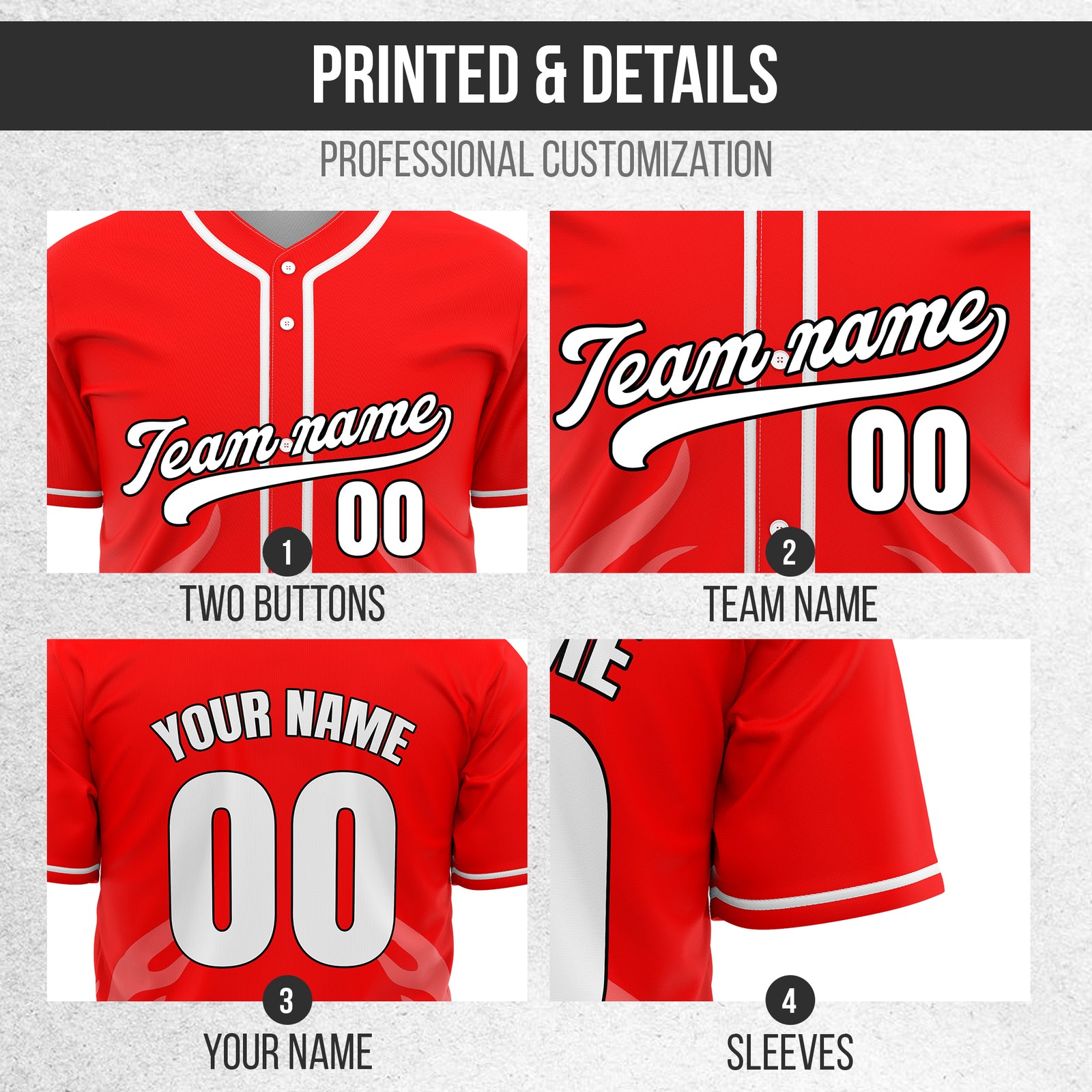 Custom Shadow Flames Red Baseball Sports Jersey Personalized Uniform with Name & Number