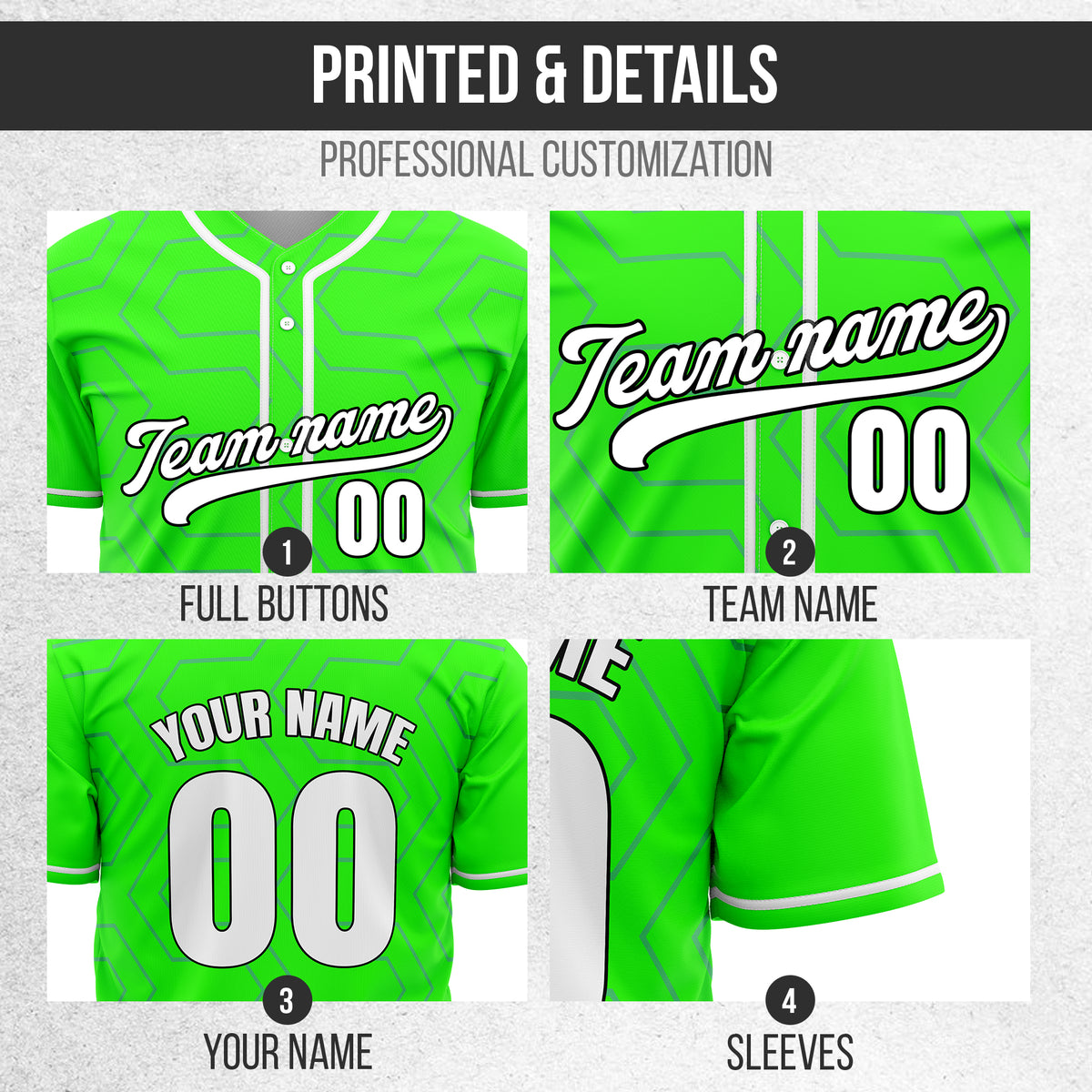Custom Rhombus Rush Neon Green Sports Jersey Personalized Uniform with Name & Number