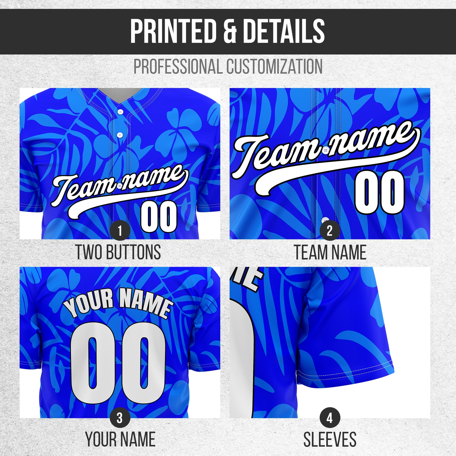 Custom Hawaiian Blue Baseball Sports Jersey Personalized Uniform with Name & Number