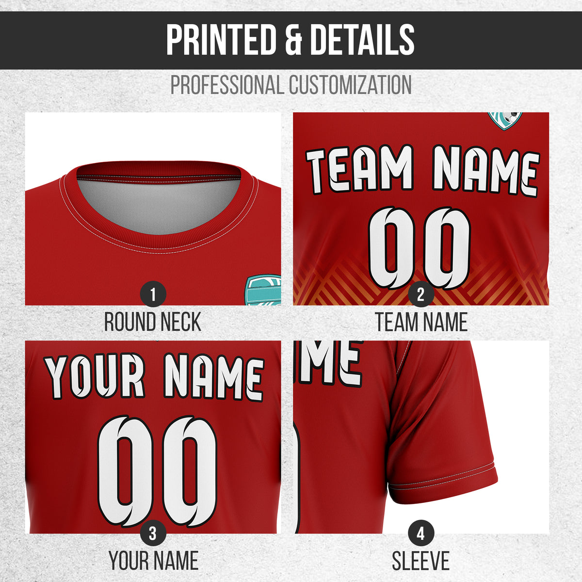 Custom Shadow Line R Side Pattern Soccer Red Sport Tops Jersey