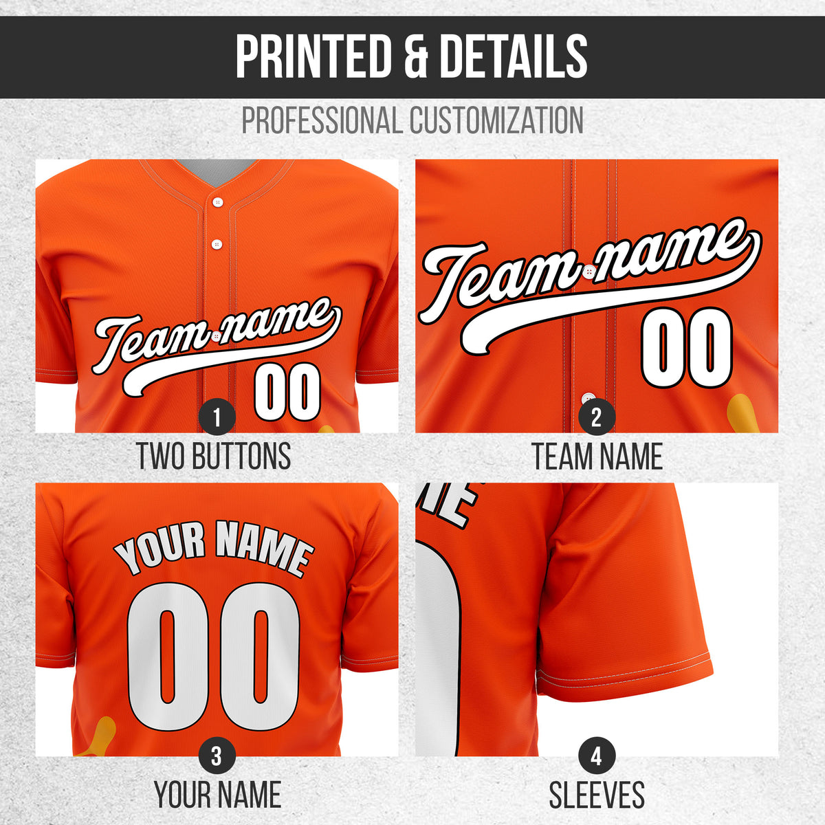 Custom Wave Orange Baseball Sport Jersey Personalized Uniform with Name & Number