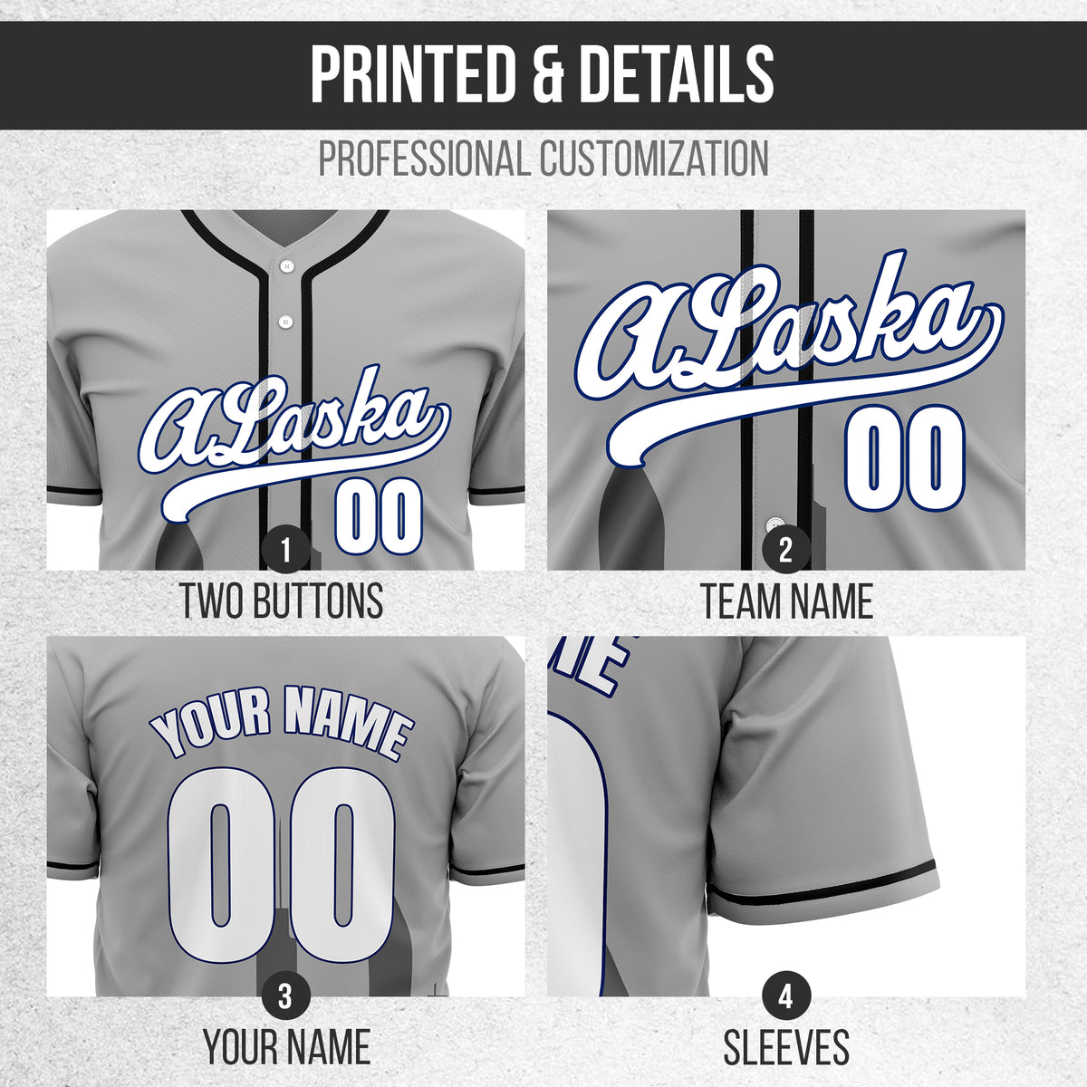 Custom City Horizon Grey Baseball Sports Jersey Personalized Uniform with Name & Number