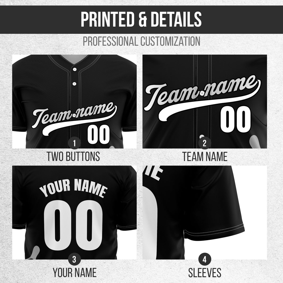 Custom Wave Black Baseball Sport Jersey Personalized Uniform with Name & Number