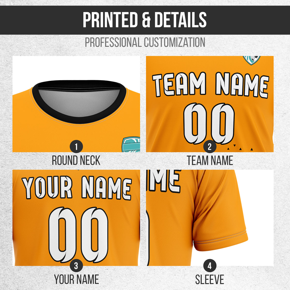 Custom Tri-Edge R Side Pattern Soccer Orange Sport Tops Jersey