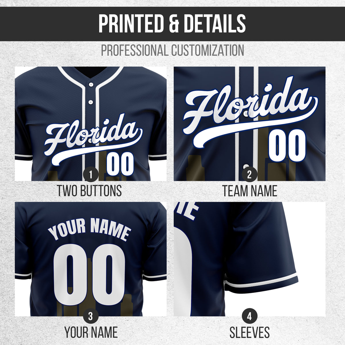 Custom City Flux Navy Baseball Sports Jersey Personalized Uniform with Name & Number