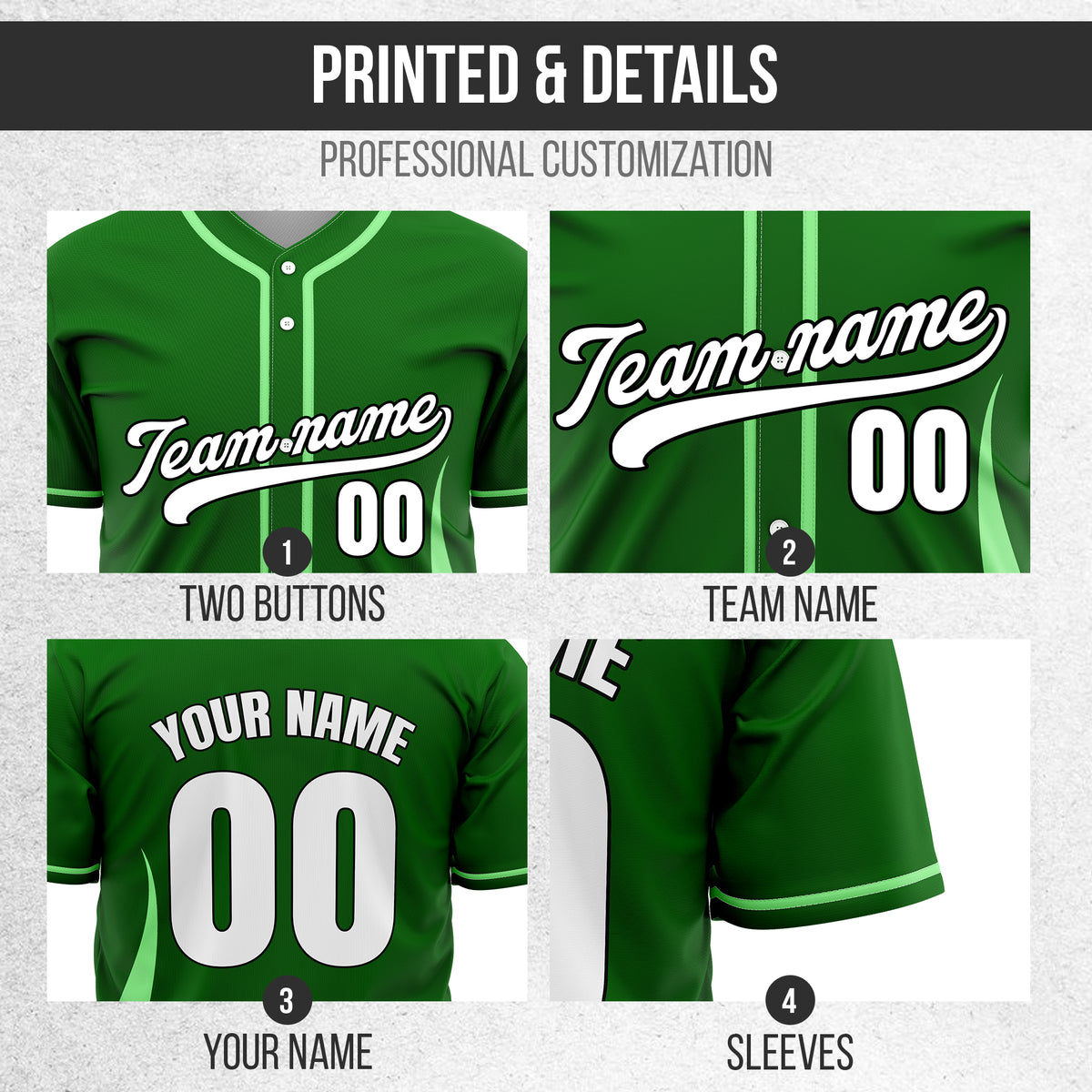 Custom Fire Pulse Green Baseball Sports Jersey Personalized Uniform with Name & Number