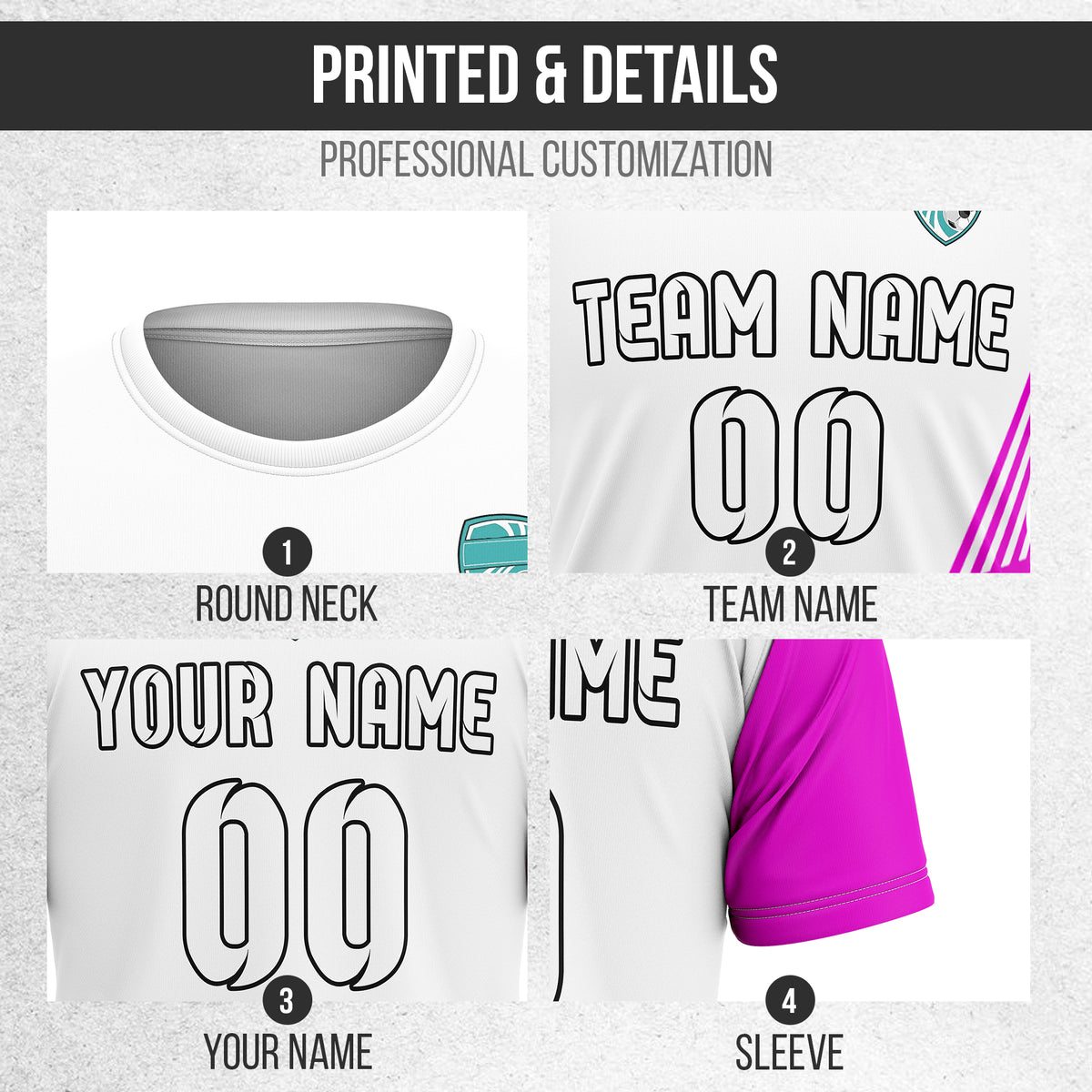 Custom Rapid Line R Side Pattern White Soccer sport Tops Jersey