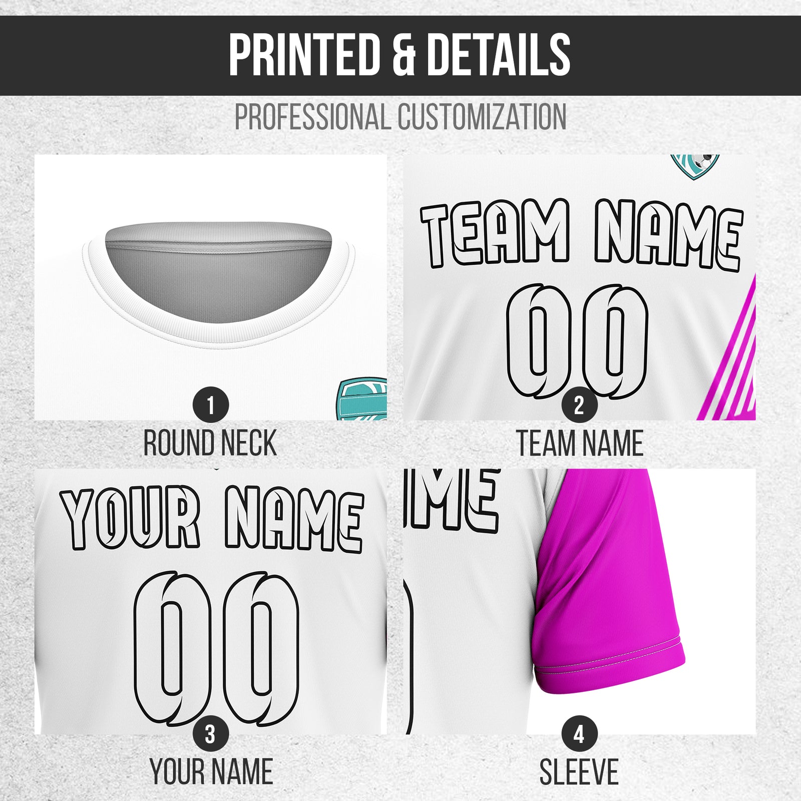 Custom Rapid Line R Side Pattern White Soccer sport Tops Jersey