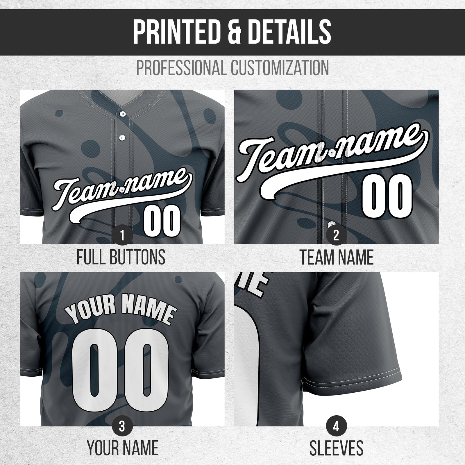 Custom Ink Surge  Dark Grey Sports Jersey Personalized Uniform with Name & Number
