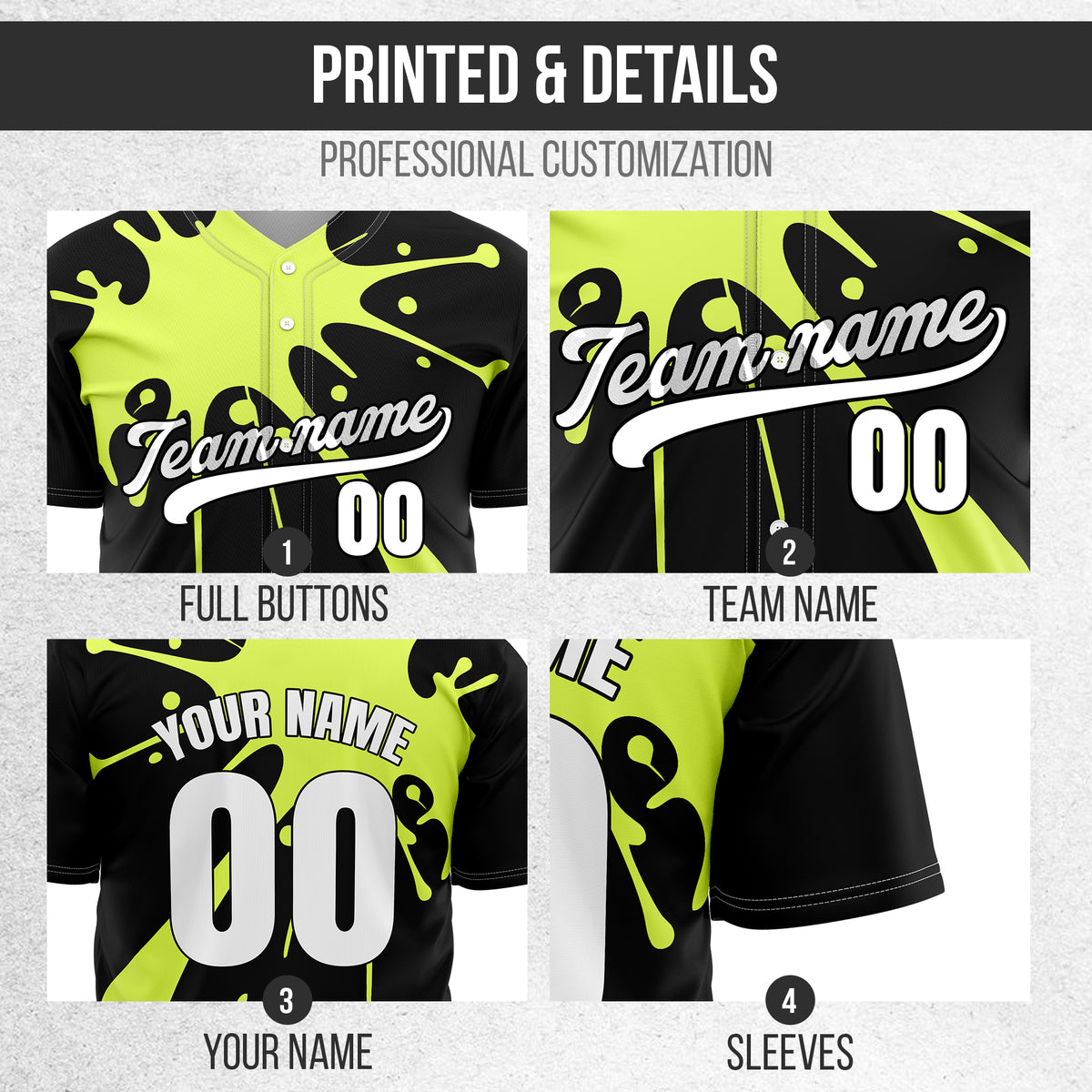 Custom Paint Burst Black Sports Jersey Personalized Uniform with Name & Number