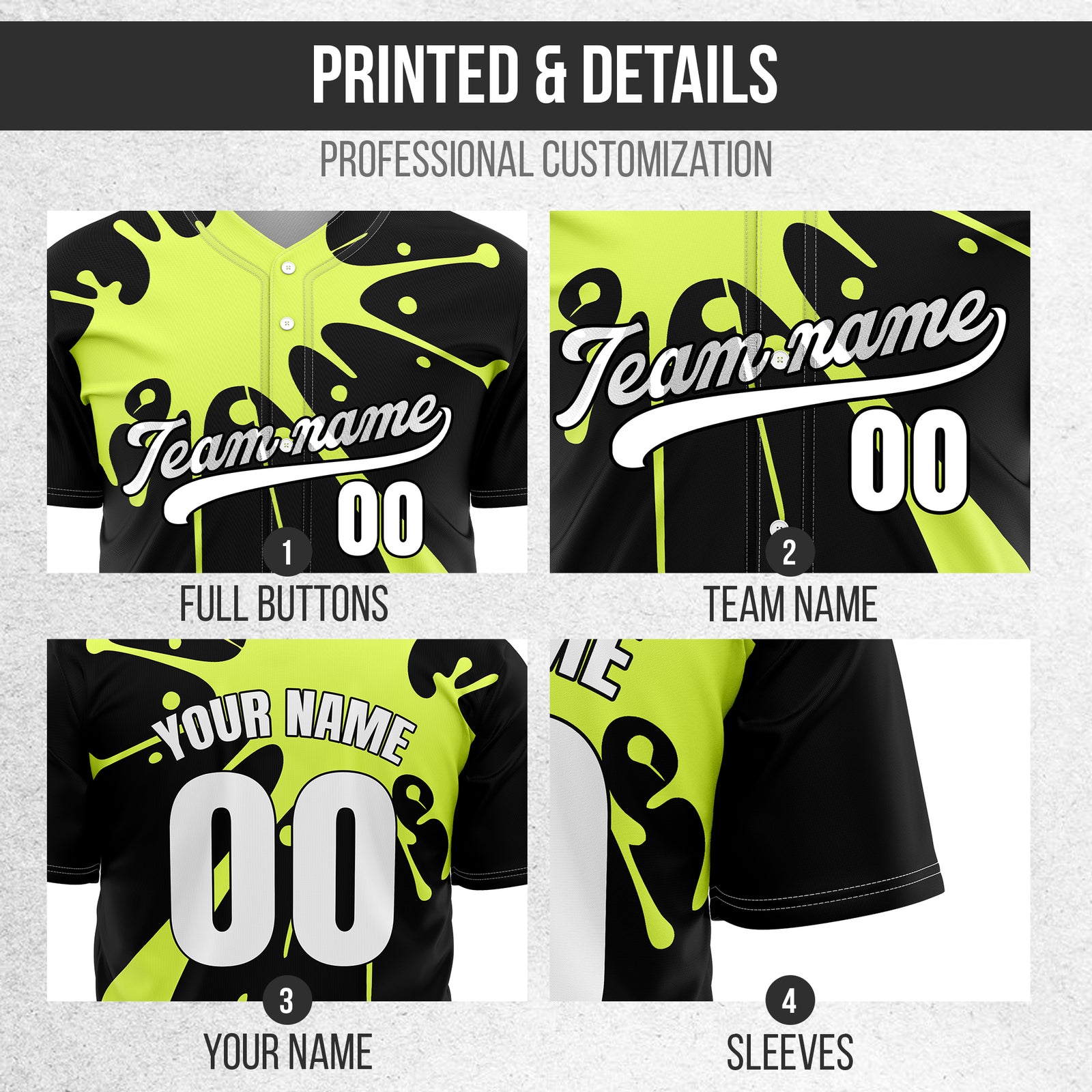Custom Paint Burst Black Sports Jersey Personalized Uniform with Name & Number