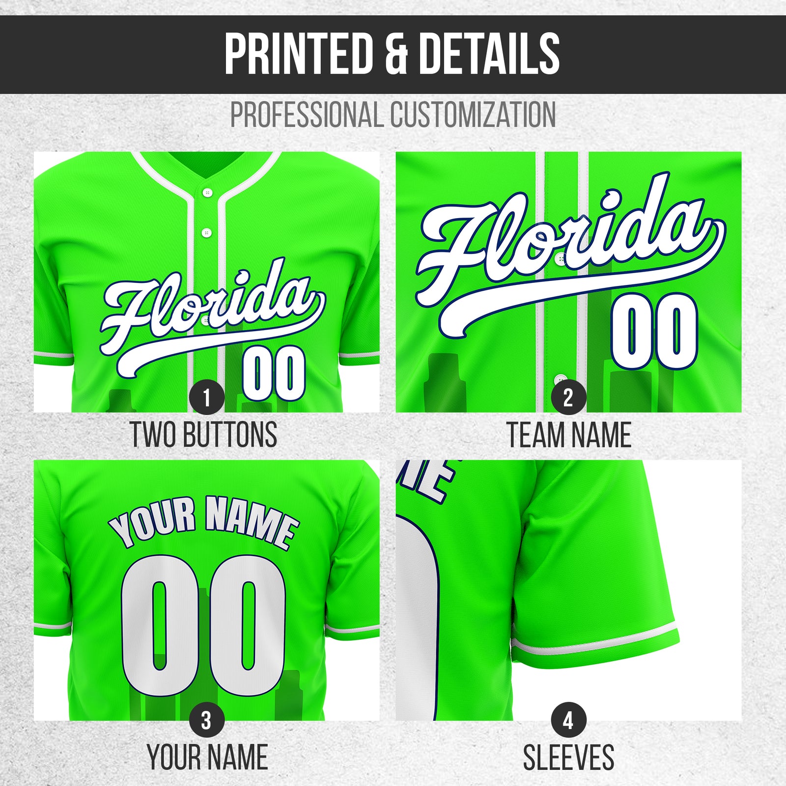 Custom City Flux Neon Green Baseball Sports Jersey Personalized Uniform with Name & Number