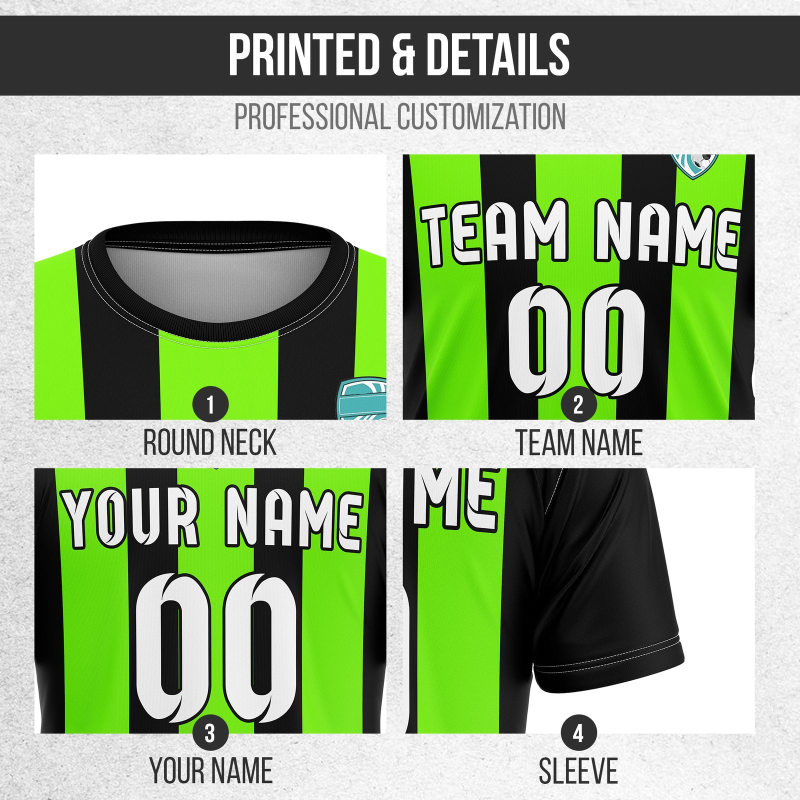 Custom Striker Stripe Black Soccer sport Tops Jersey