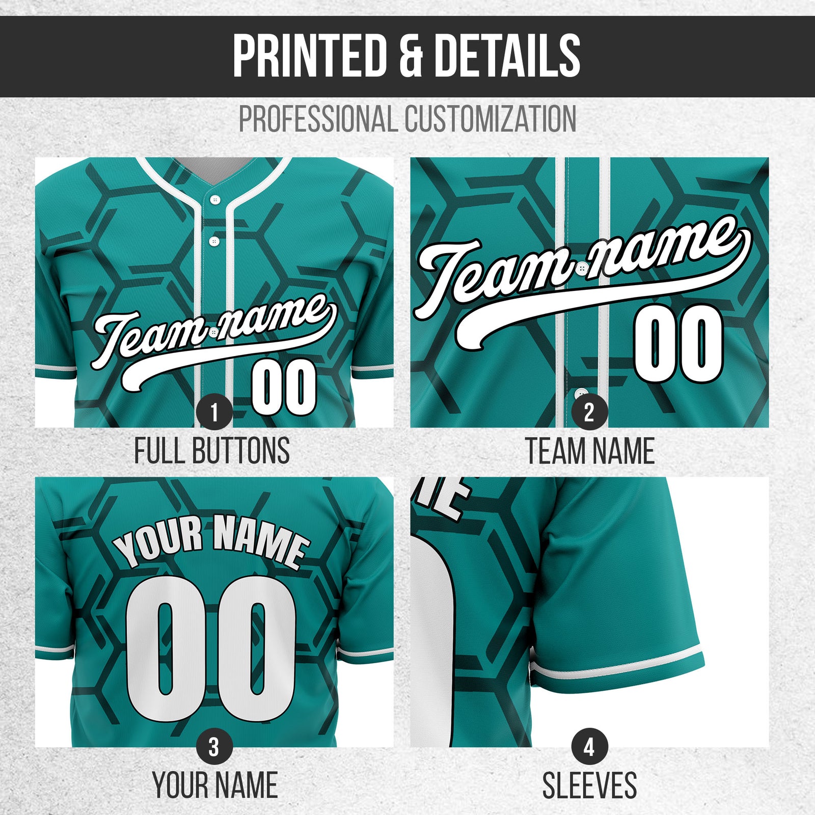 Custom Sting Force Teal Baseball Sports Jersey Personalized Uniform with Name & Number
