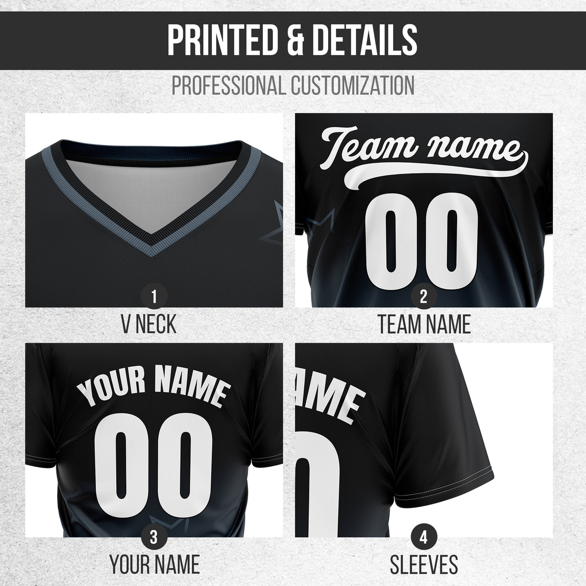 Custom Star Gradient Baseball Black Sports Jersey Personalized Uniform with Name & Number