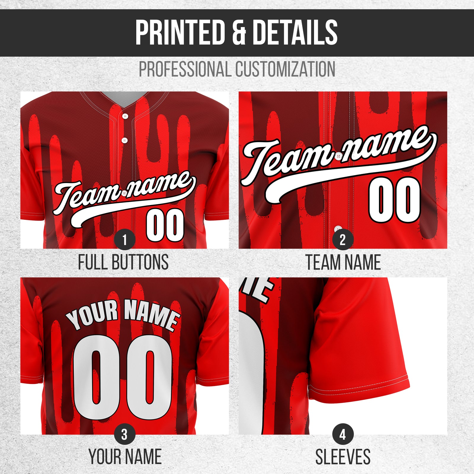 Custom Ink Drip Red Sports Jersey Personalized Uniform with Name & Number
