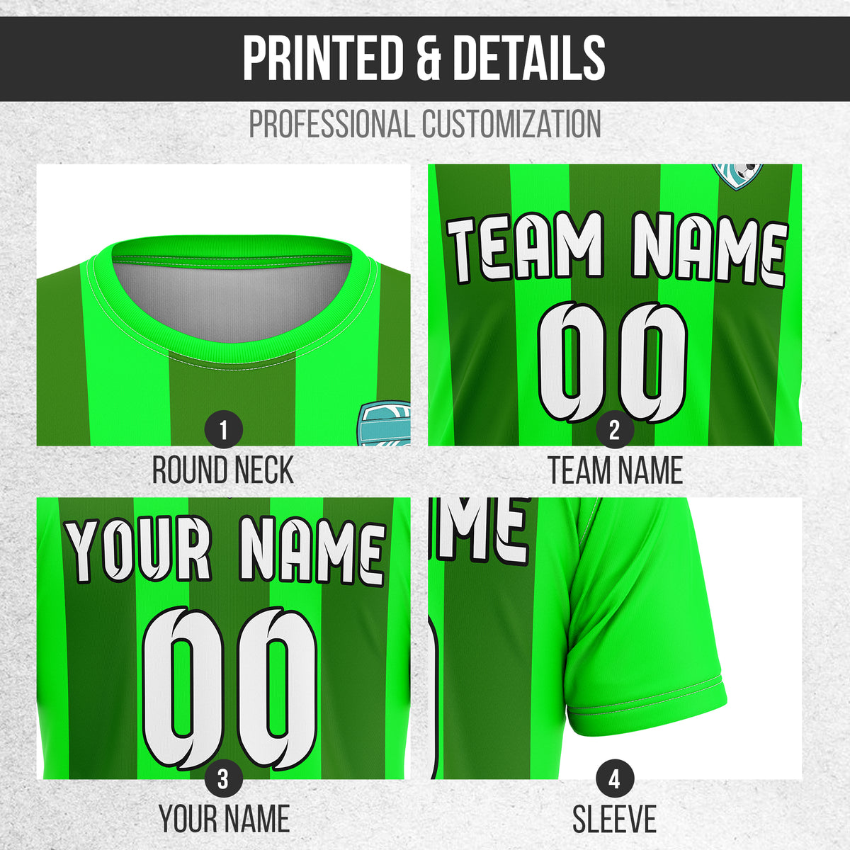 Custom Striker Stripe Neon Green Soccer sport Tops Jersey
