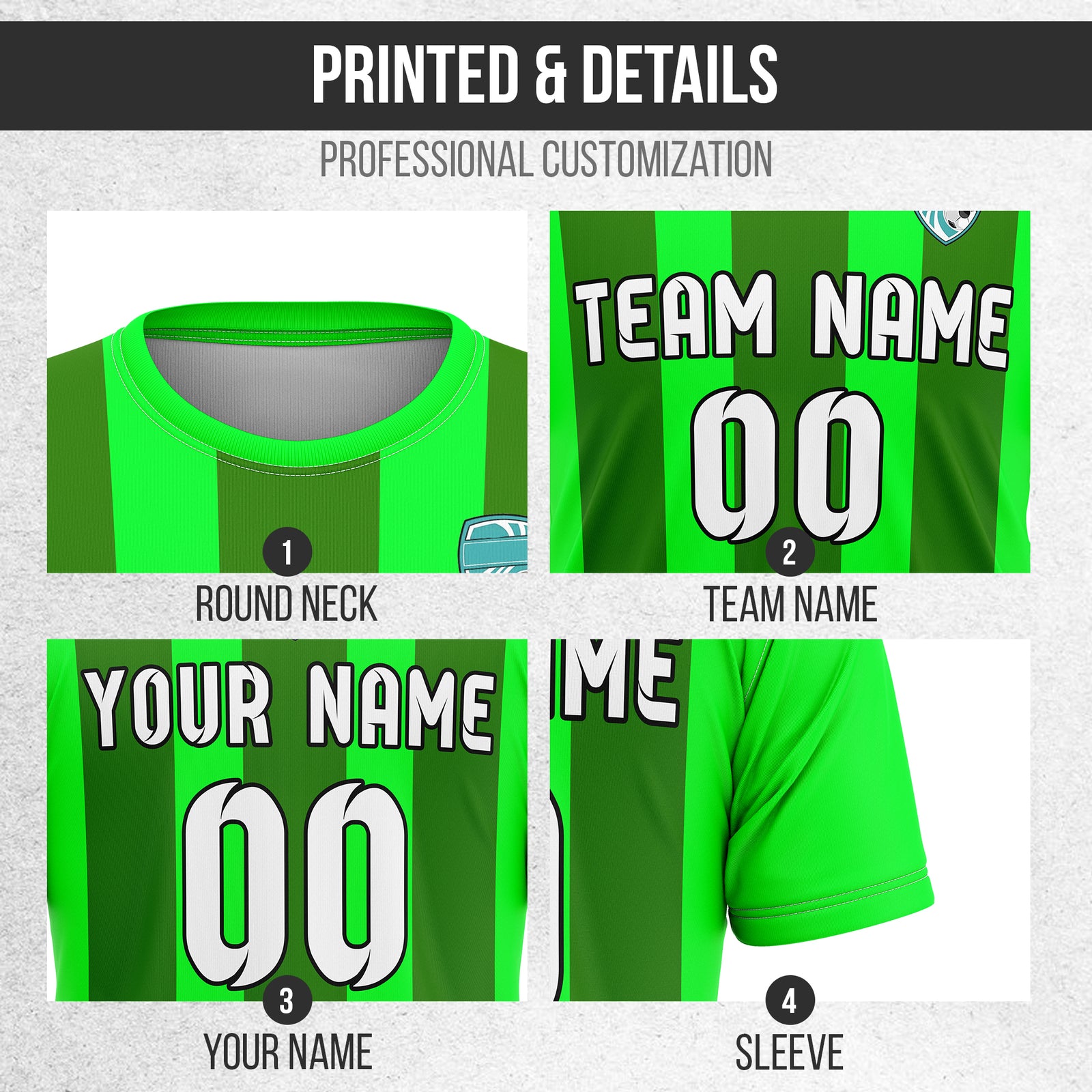 Custom Striker Stripe Neon Green Soccer sport Tops Jersey