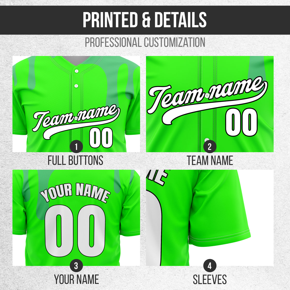 Custom Ink Dripline Neon Green Sports Jersey Personalized Uniform with Name & Number