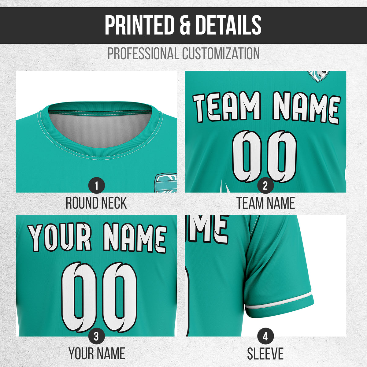 Custom Spark Strike R Side Pattern Soccer Teal Sport Tops Jersey