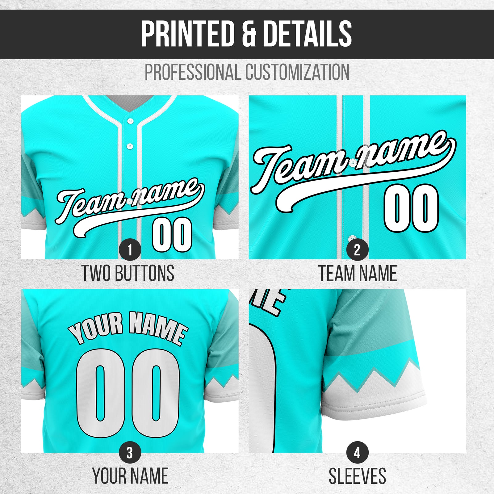 Custom Legacy Classic Baseball Aqua Sports Jersey Personalized Uniform with Name & Number