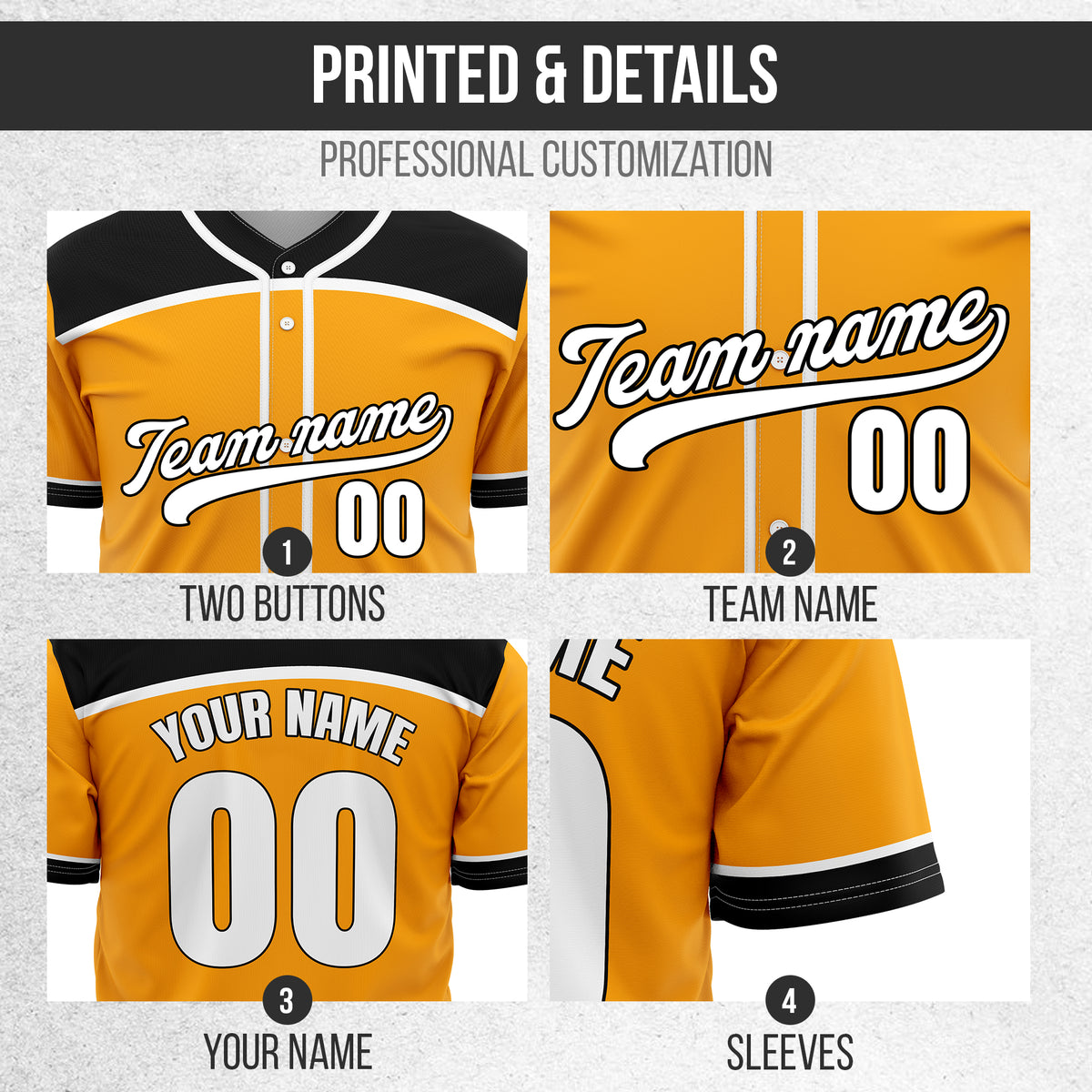 Custom Marquee Classic Baseball Orange Sports Jersey Personalized Uniform with Name & Number