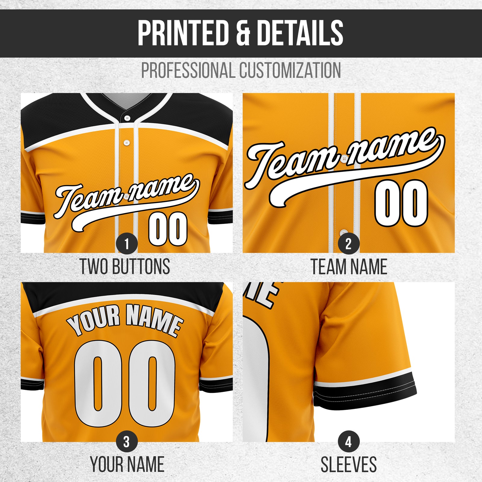 Custom Marquee Classic Baseball Orange Sports Jersey Personalized Uniform with Name & Number