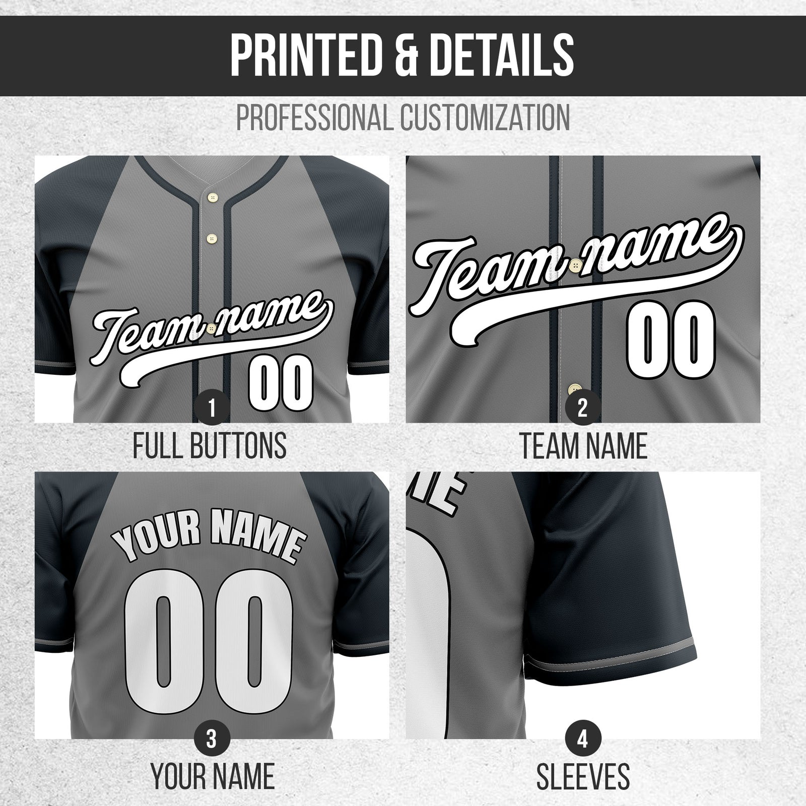 Custom Desert Blaze Grey Raglan Style Baseball Sports Jersey Personalized Uniform with Name & Number
