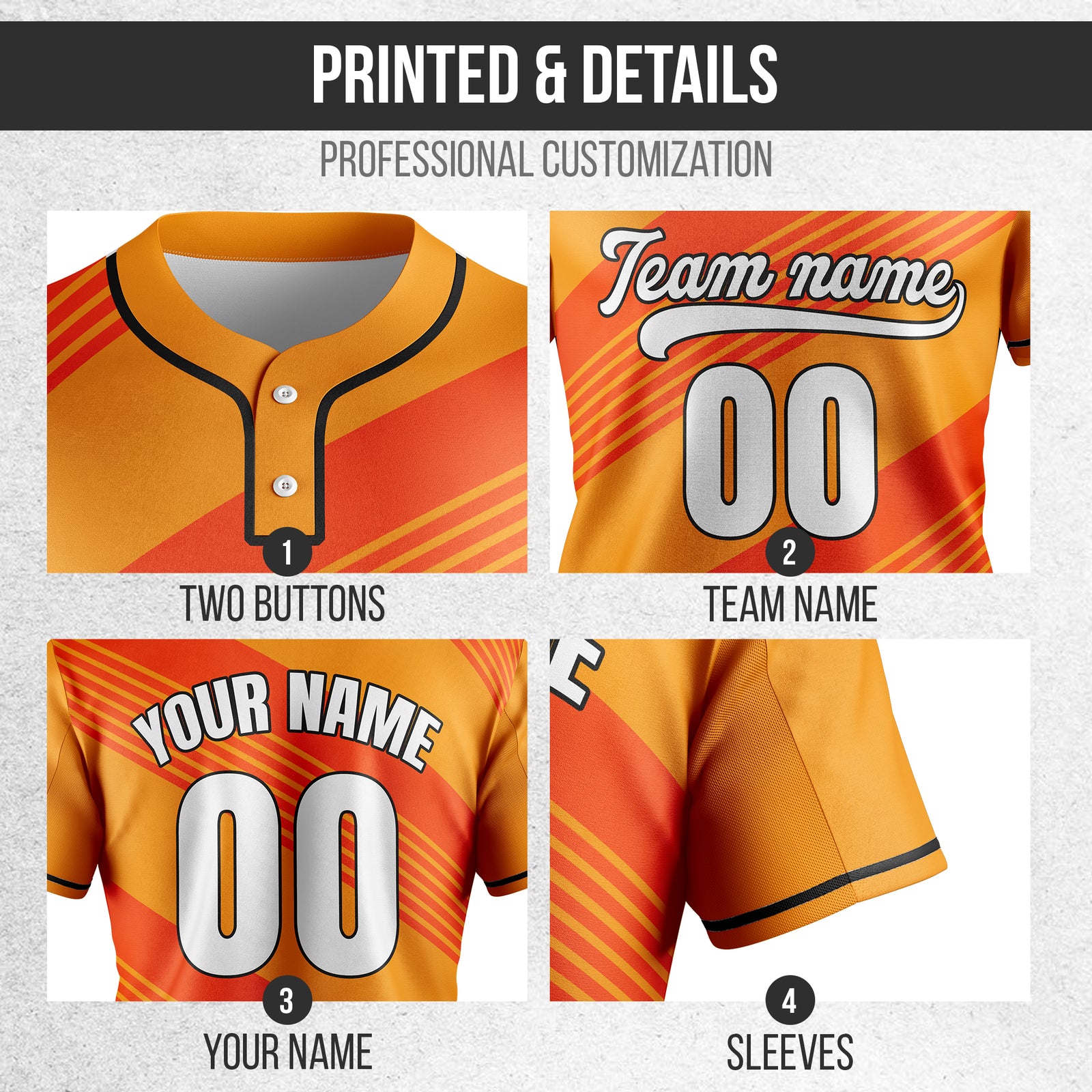 Custom Crossfire Orange Baseball Sports Jersey Personalized Uniform with Name & Number