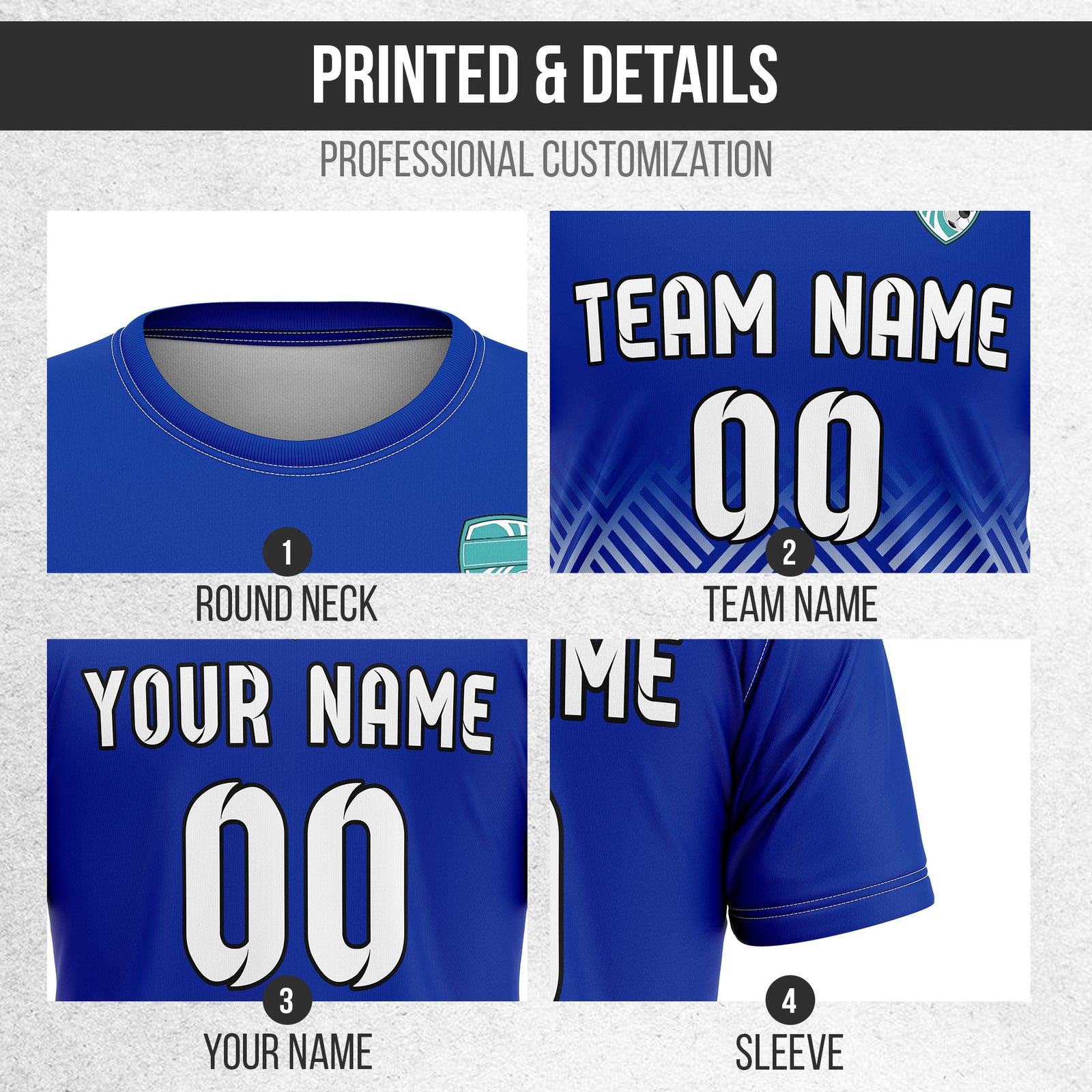 Custom Shadow Line R Side Pattern Soccer Navy Sport Tops Jersey