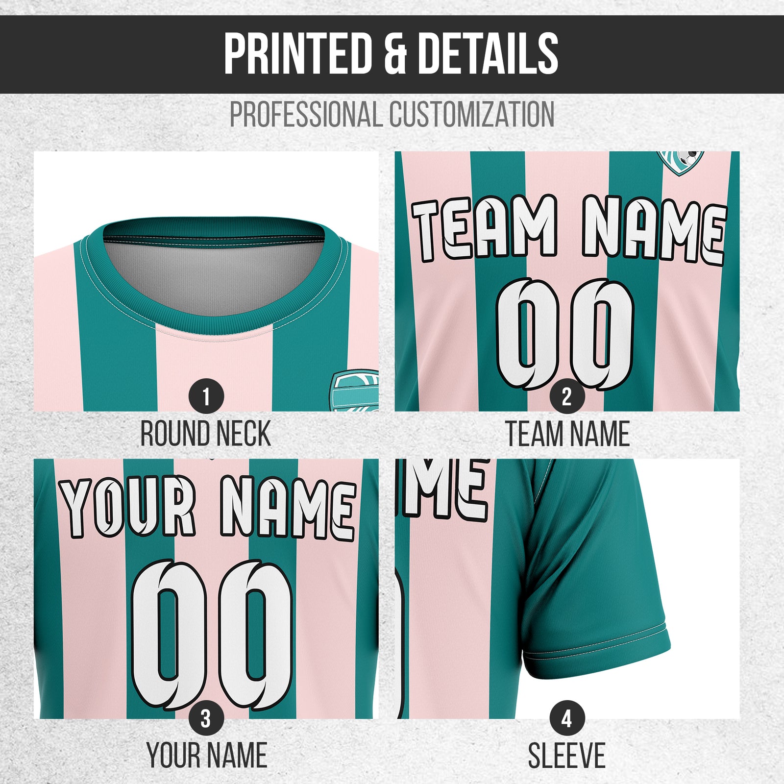 Custom Striker Stripe Teal Soccer sport Tops Jersey