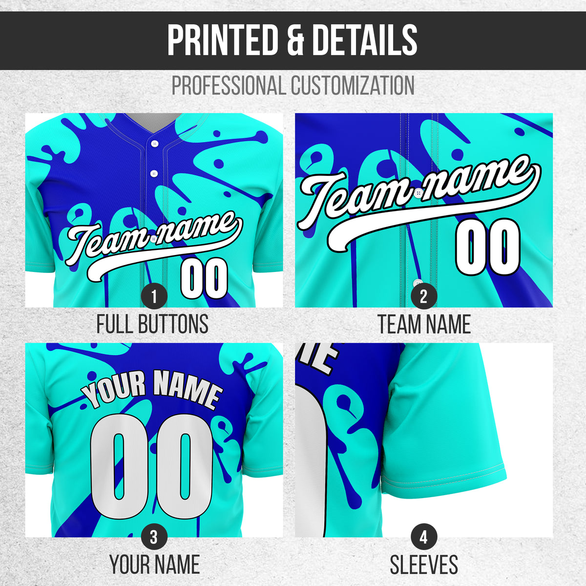 Custom Paint Burst Aqua Sports Jersey Personalized Uniform with Name & Number