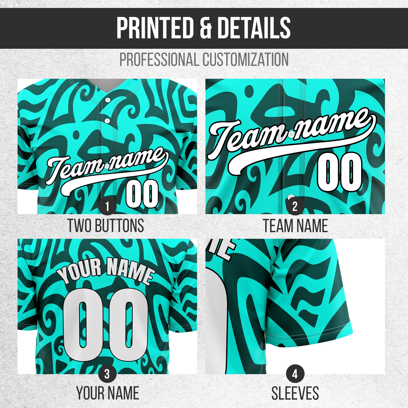 Custom Hawaii Blaze Aqua Baseball Sports Jersey Personalized Uniform with Name & Number