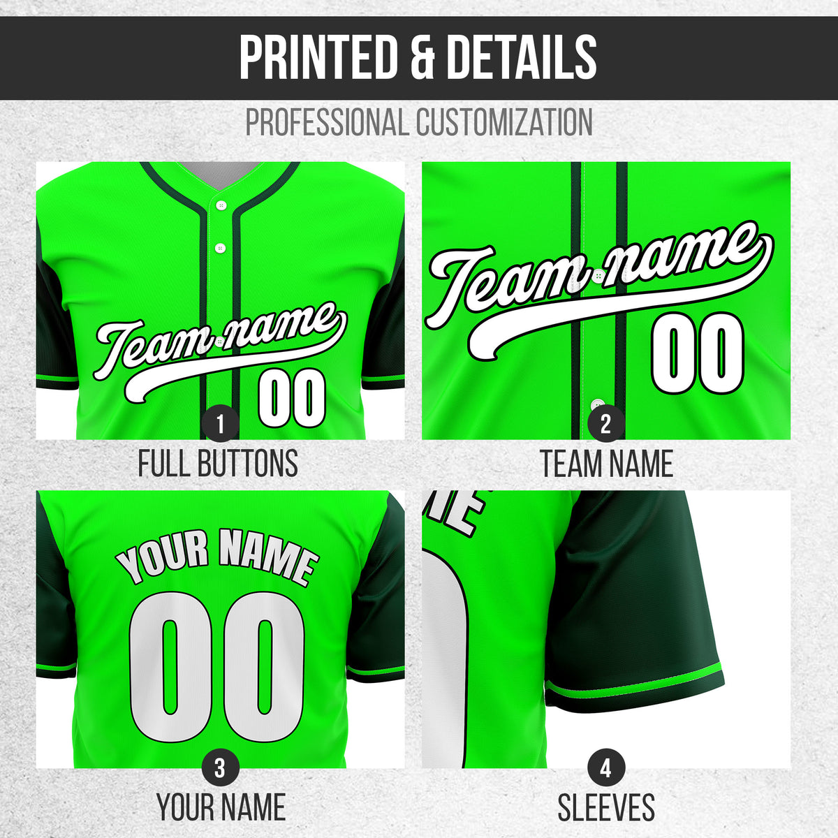 Custom Crimson Green Raglan Style Baseball Sports Jersey Personalized Uniform with Name & Number