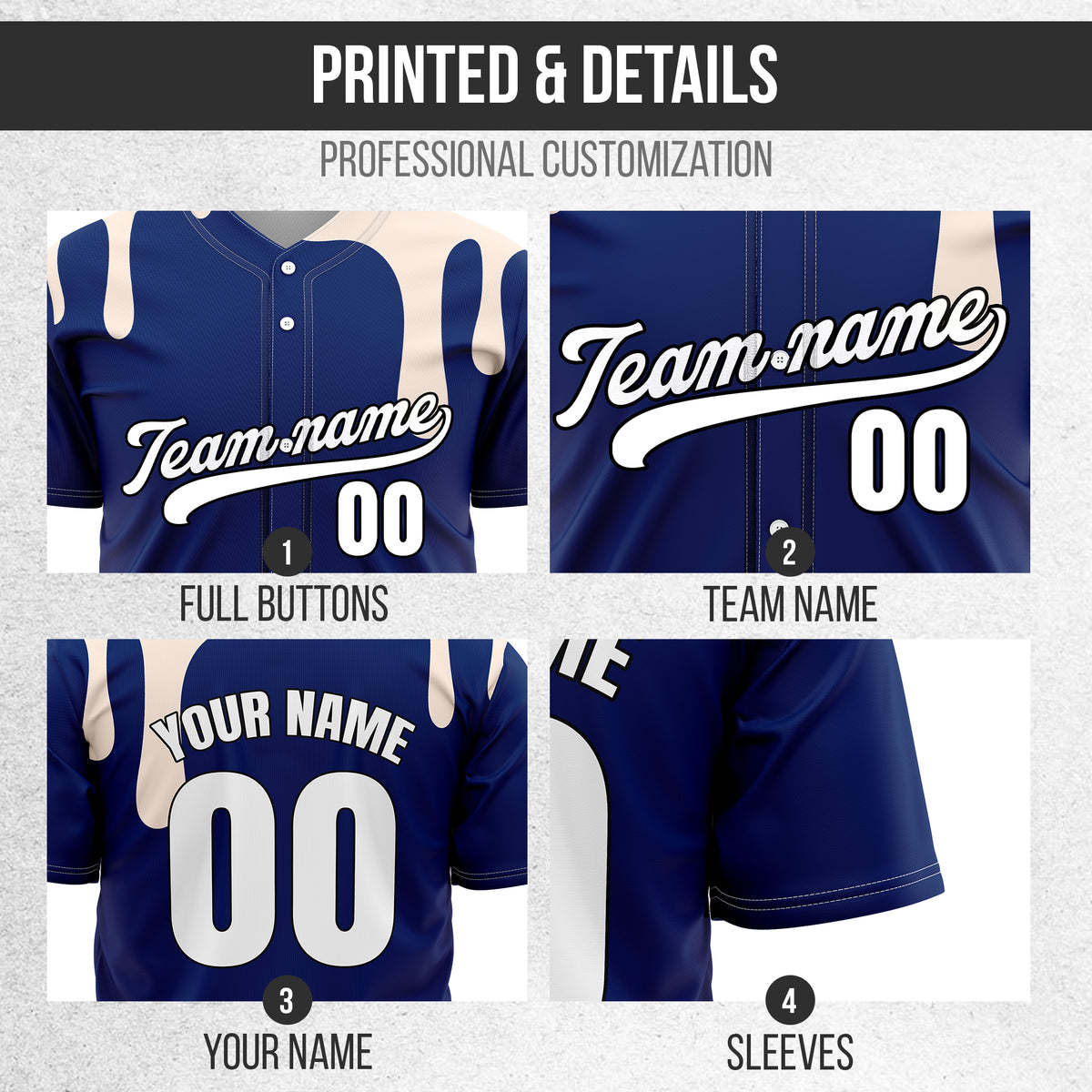 Custom Ink Dripline Navy Sports Jersey Personalized Uniform with Name & Number