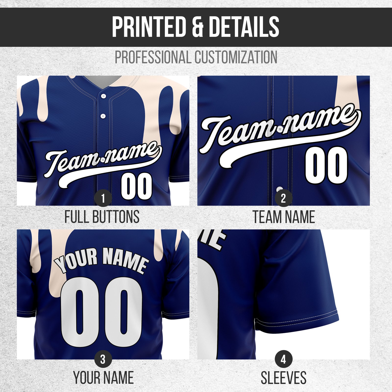 Custom Ink Dripline Navy Sports Jersey Personalized Uniform with Name & Number