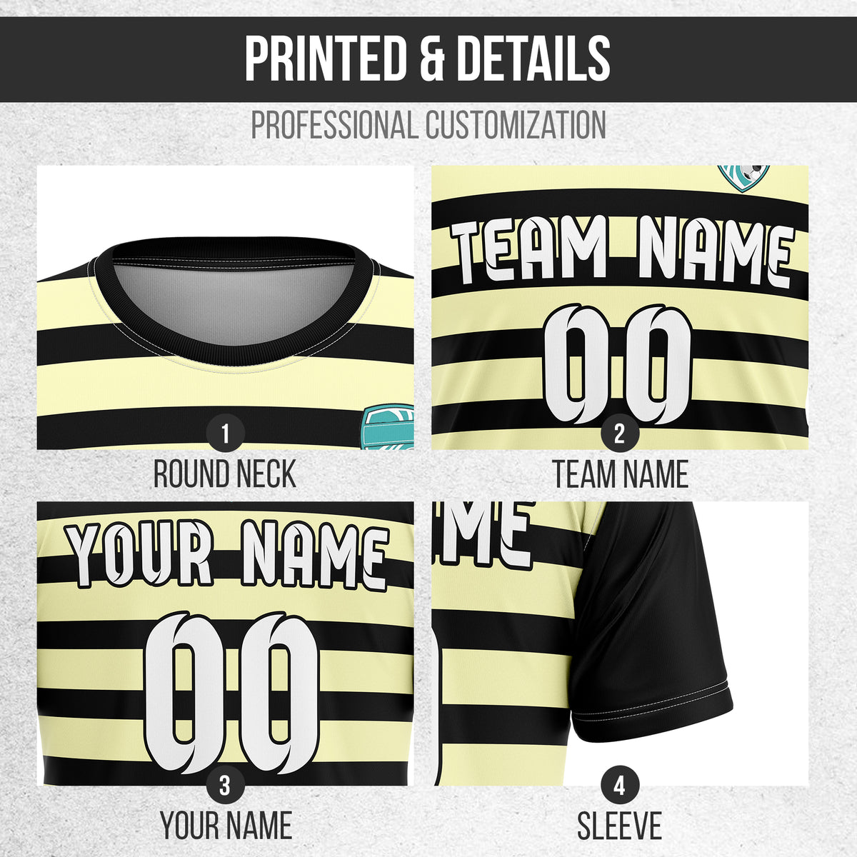 Custom Royal Stripe Black Soccer sport Tops Jersey
