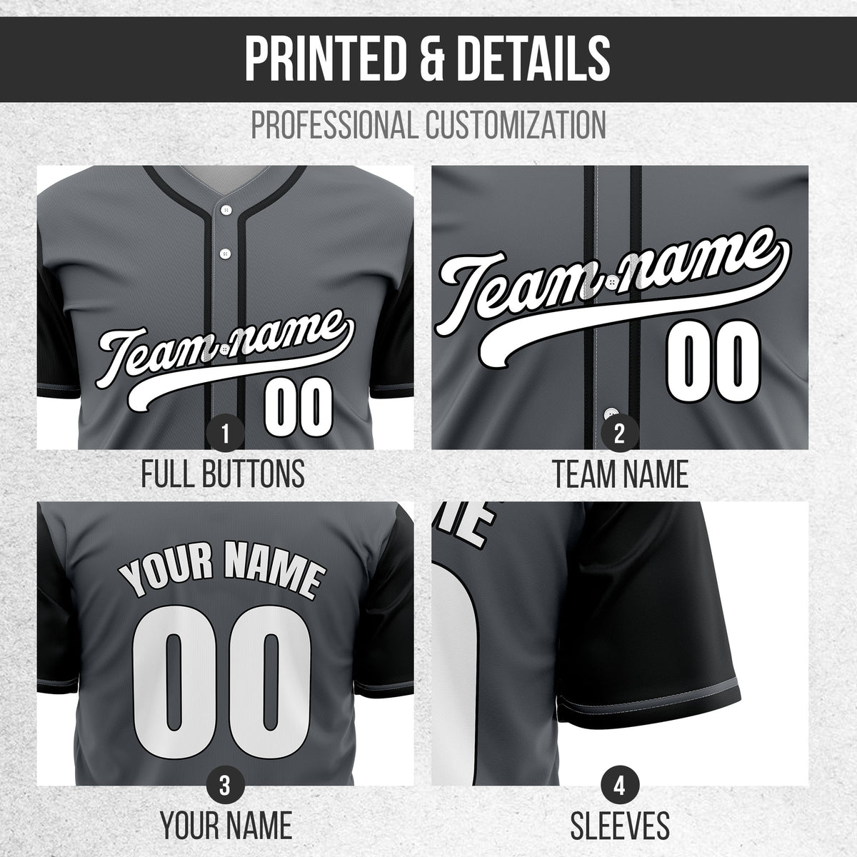 Custom Crimson Dark Grey Raglan Style Baseball Sports Jersey Personalized Uniform with Name & Number