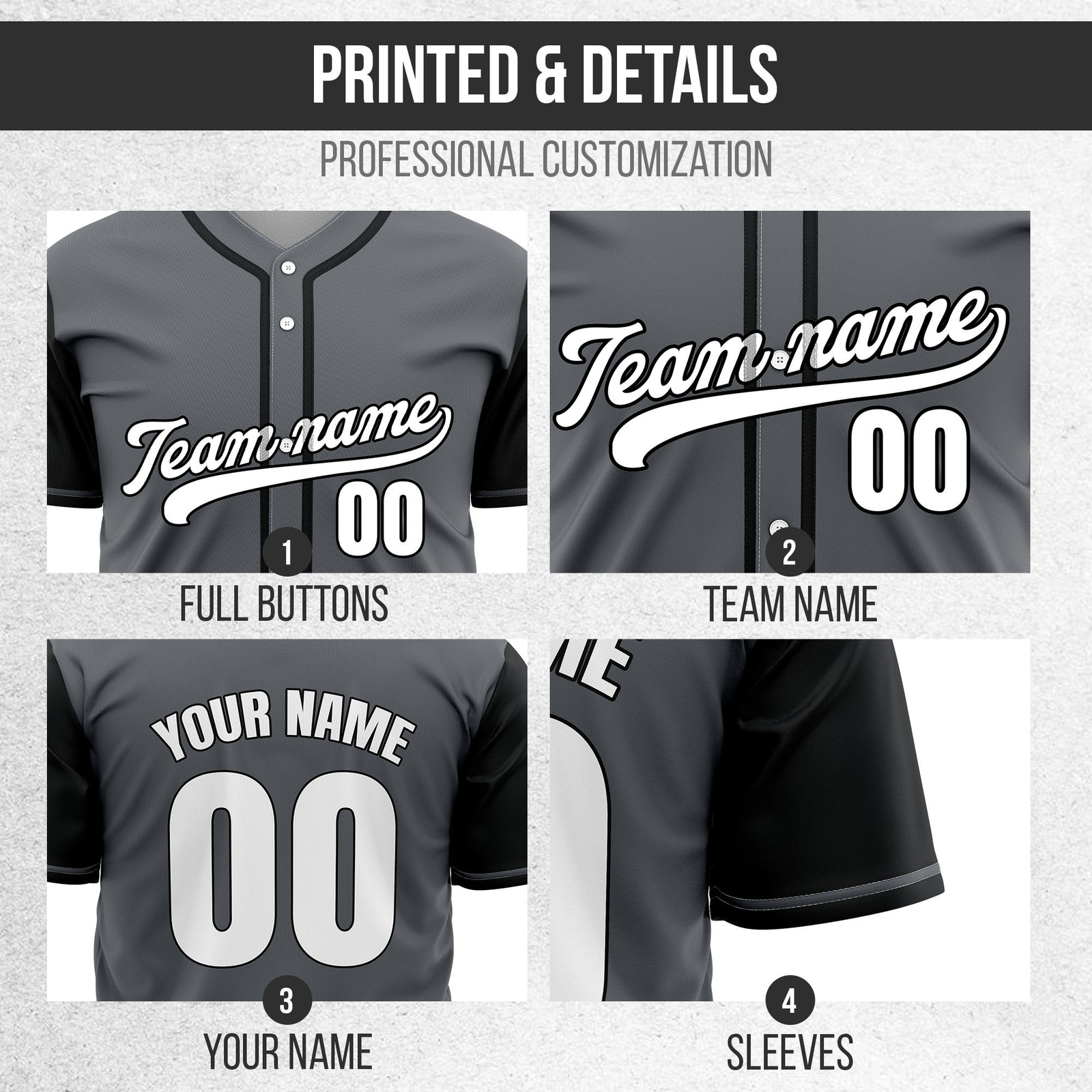 Custom Crimson Dark Grey Raglan Style Baseball Sports Jersey Personalized Uniform with Name & Number