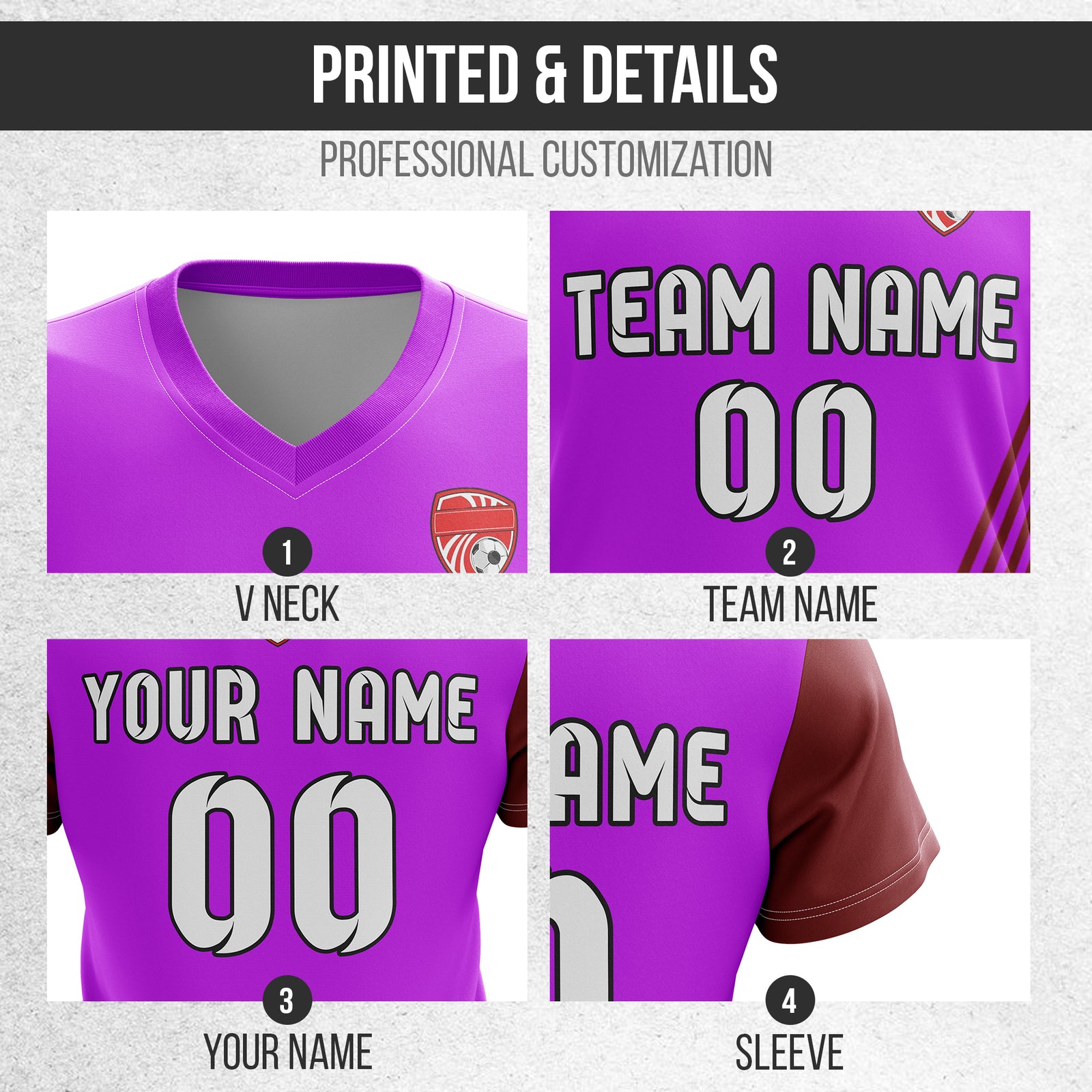 Custom Rapid Line V-Side Pattern Purple Soccer sport Tops Jersey