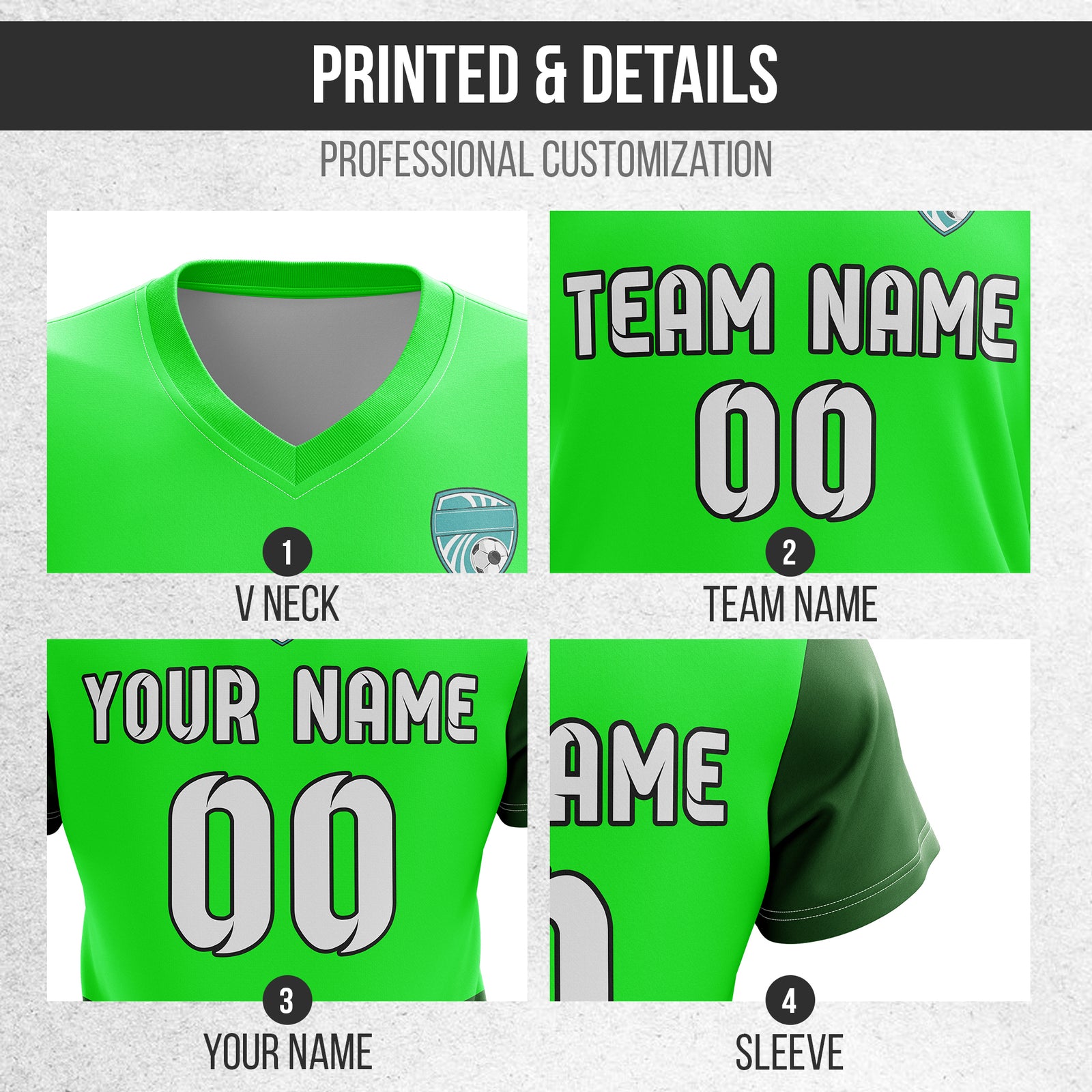 Custom BaseLine V Stripe Pattern Neon Green Soccer sport Tops Jersey