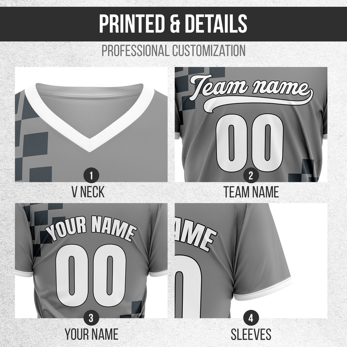 Custom Shadow Pixel Grey Baseball Sports Jersey Personalized Uniform with Name & Number