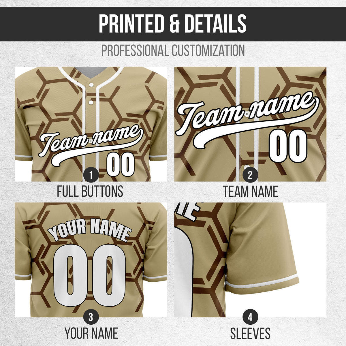 Custom Sting Force Khaki Baseball Sports Jersey Personalized Uniform with Name & Number