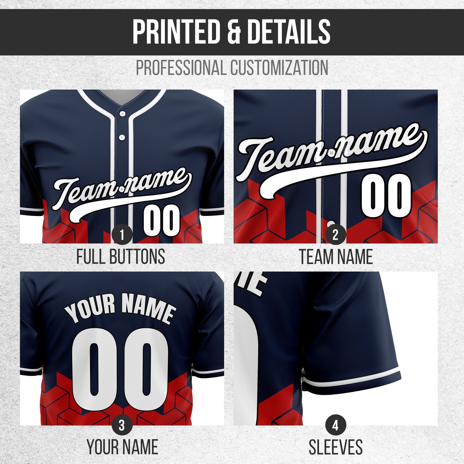Custom Grid Iron Navy Baseball Sports Jersey Personalized Uniform with Name & Number