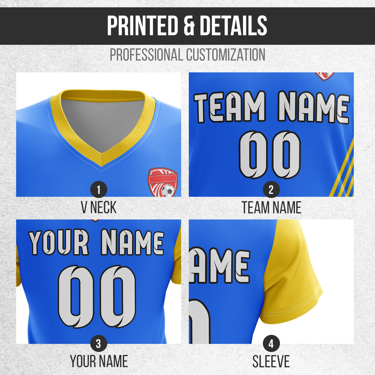 Custom Rapid Line V-Side Pattern Blue Soccer sport Tops Jersey