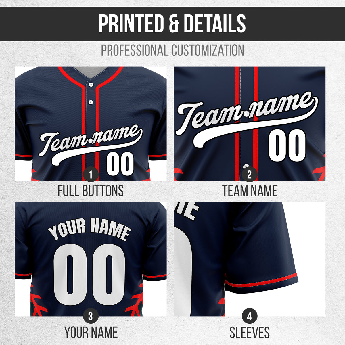 Custom Stitchline Baseball Navy Sports Jersey Personalized Uniform with Name & Number
